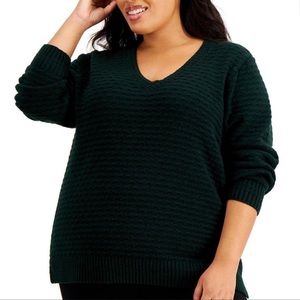 Calvin Klein Woman Black Textured V-Neck Sweater